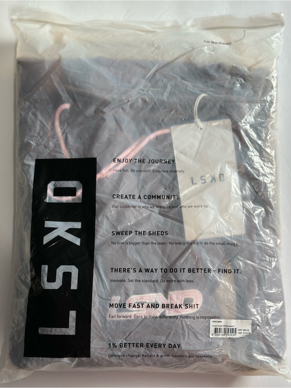 LSKD Power Play Stitch Up Fleece Sweat Pant In Cocoa Powder/Marshmallow NWT - Picture 4 of 8